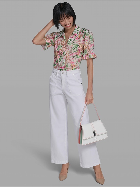 Karl Lagerfeld Tops - Karl Lagerfeld Flutter Sleeve Floral Shirt